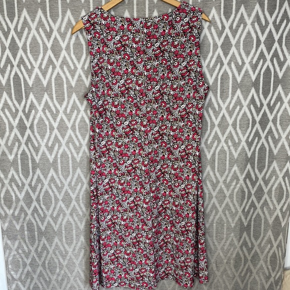 Tommy Hilfiger Dress A-Line Sleeveless Floral Print Pink Tan Black White Size 12 - Picture 2 of 4